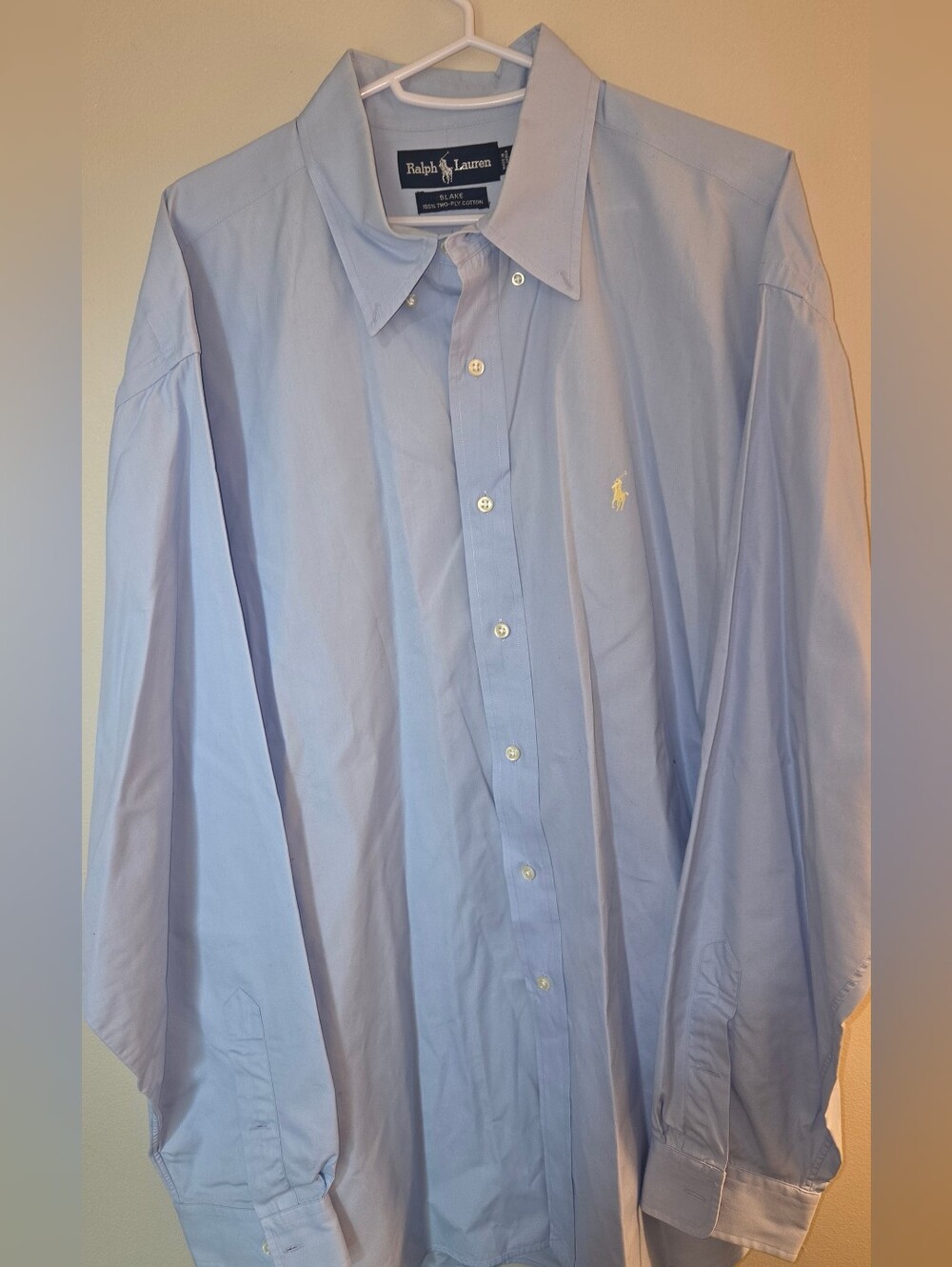 Ralph Lauren Men's Pale Blue Button-Down Dress Shirt Blake 90s Y2k Relaxed Fit